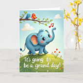 Carte de joyeux anniversaire éléphant (Fleur jaune)