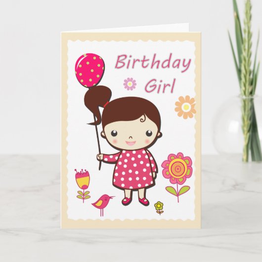 Carte de joyeux anniversaire : Fille (Devant)