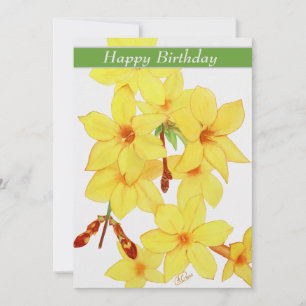 Carte de Joyeux Anniversaire Fleur de Jasmin Aquar