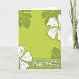 Carte de joyeux anniversaire fleurie vert citron