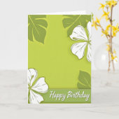 Carte de joyeux anniversaire fleurie vert citron (Fleur jaune)