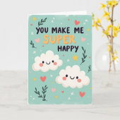 Carte de joyeux anniversaire nuage sarcelle (Fleur jaune)