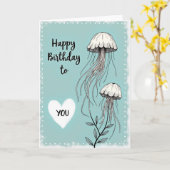 Carte de joyeux anniversaire océanique (Fleur jaune)