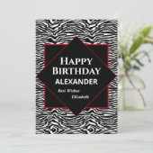 Carte de Joyeux Anniversaire Personnalisée Noir Bl (Debout devant)