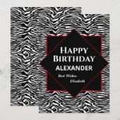 Carte de Joyeux Anniversaire Personnalisée Noir Bl (Devant / Derrière)