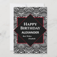 Carte de Joyeux Anniversaire Personnalisée Noir Bl