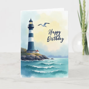 Carte de joyeux anniversaire phare adorable