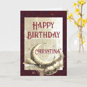 Carte de joyeux anniversaire rétro grunge lune