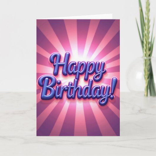 Carte de Joyeux Anniversaire Script Lumineux (Devant)