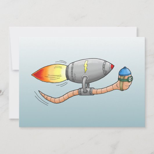 Carte de joyeux anniversaire Ver à fusée rapide (Devant)