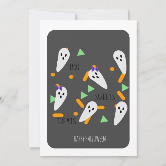 Carte de joyeux Halloween avec poudres de fantôme (Devant)