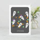 Carte de joyeux Halloween avec poudres de fantôme (Debout devant)