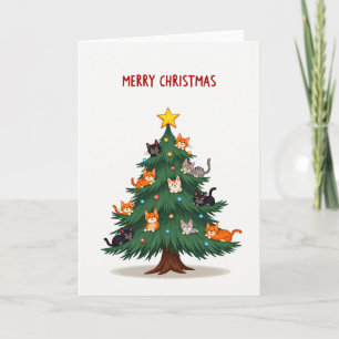 Carte de Joyeux Noël Arbre de Chat