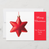 Carte de Joyeux Noël minimaliste avec étoile rouge (Devant)