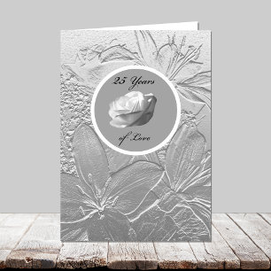 Carte de jubilé d'argent -- Fleurs d'argent
