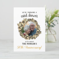 Carte de jubilé d'or avec pluie de vœux et photo