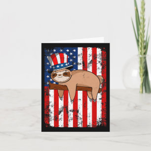 Carte De Juillet Mignonne Sloth États-Unis Indépendance