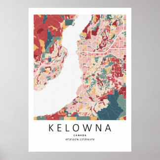 Carte de Kelowna Colombie-Britannique | Affiche de