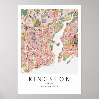 Carte de Kingston Ontario | Affiches d'art mural d