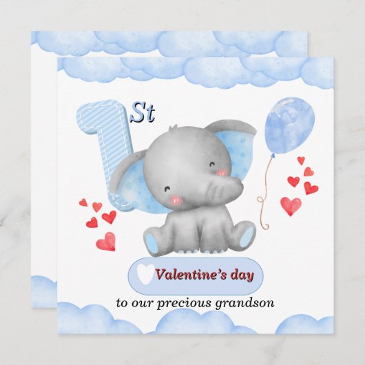 Carte de la 1ère Saint-Valentin pour bébé (Devant / Derrière)