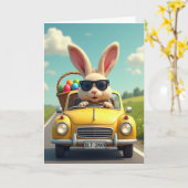 Carte de la balade printanière de Cool Bunny (Fleur jaune)