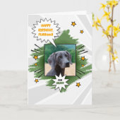 Carte de la bande dessinée de chien Anniversaire avec la (Fleur jaune)
