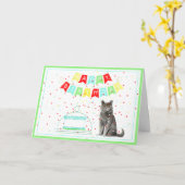 Carte De la bannière d'anniversaire du chat et de la car (Fleur jaune)