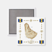 Carte de la Barbade + Magnet des drapeaux (Recto/Verso)