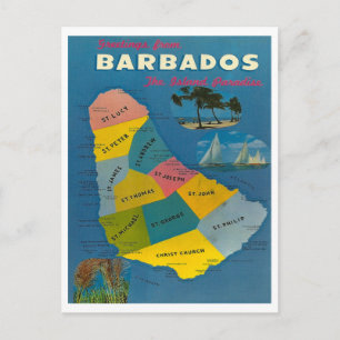 Carte de la Barbade vintage