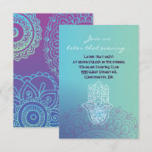 Carte de la Bat mitzvah de la main de Dieu Aqua HE (Devant / Derrière)