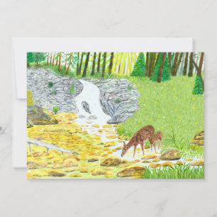 Carte de la biche et du faon à plat