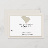 Carte de la Caroline du Sud avec coeur | Mariage R (Devant / Derrière)