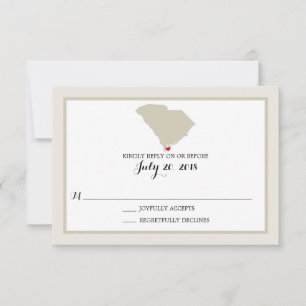 Carte de la Caroline du Sud avec coeur Mariage R