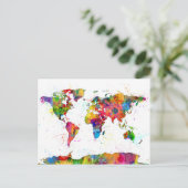 Carte de la carte du monde aquarelle (Debout devant)