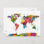 Carte de la carte du monde aquarelle (Devant / Derrière)