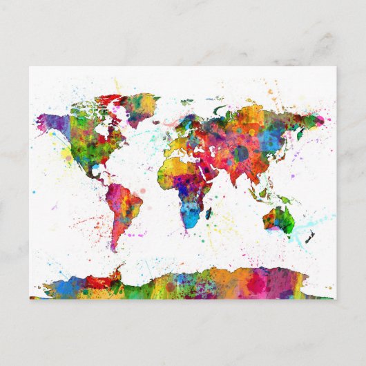 Carte de la carte du monde aquarelle (Devant)