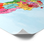 Carte de la Chine aquarelle affiche (Coin)