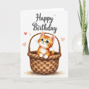 Carte de la corbeille de chaton mignon