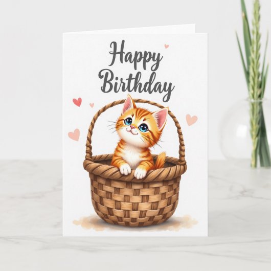 Carte de la corbeille de chaton mignon (Devant)