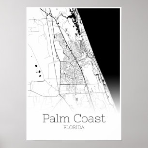 Carte de la côte de Palm - Floride - Poster de la 