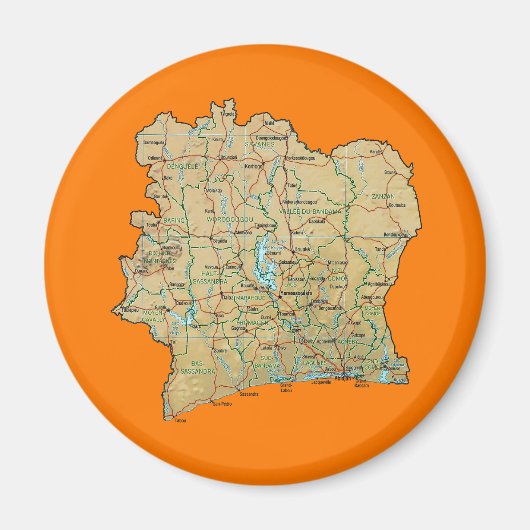 Carte de la Côte d'Ivoire Magnet (Devant)