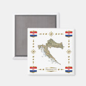 Carte de la Croatie + Magnet des drapeaux (Recto/Verso)