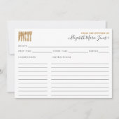 Carte De la cuisine d'or Ustensiles Script Recette (Devant)