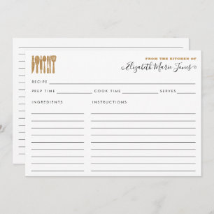 Carte De la cuisine d'or Ustensiles Script Recette