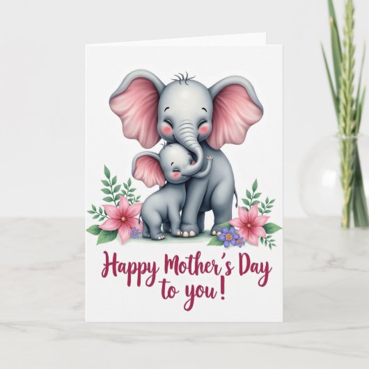 Carte de la famille d'éléphants aimants (Devant)