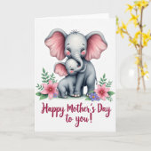 Carte de la famille d'éléphants aimants (Fleur jaune)