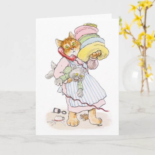 Carte de la fête de la mère de maman chat surcharg (Fleur jaune)