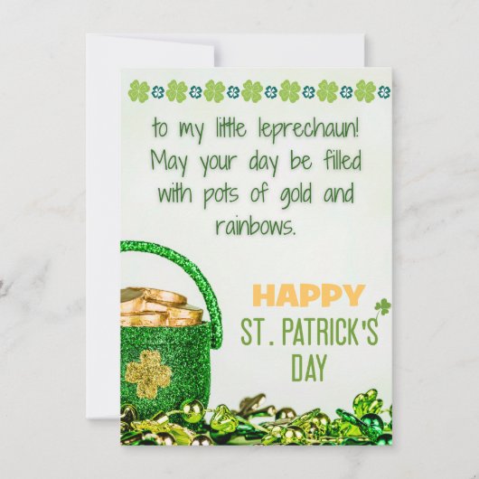 Carte de la fête de la Saint-Patrick pour fille - (Devant)
