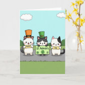 Carte de la Fête de la Saint-Patrick pour les chat (Fleur jaune)
