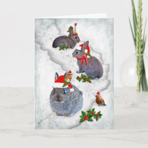 Carte de la fête de Noël des lapins (entrez pour